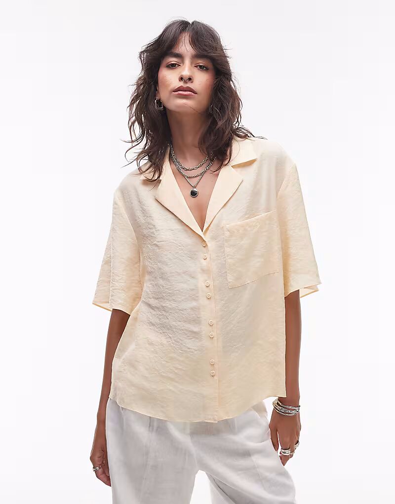 

Рубашка Topshop из супермягкой ткани купро цвета пахты