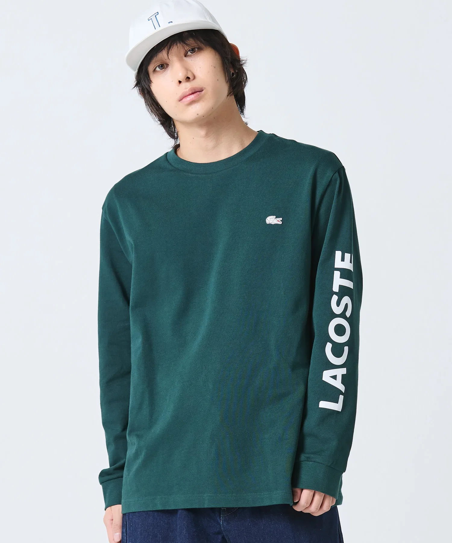 Футболка Lacoste с длинным рукавом, с принтом на рукавах и логотипом, унисекс, белый