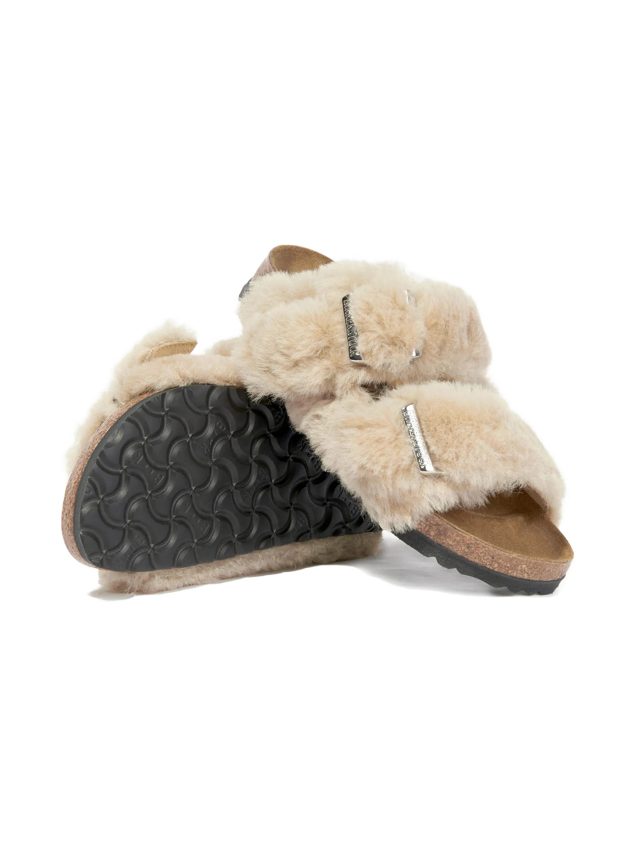 Шлепанцы с меховой пряжкой Birkenstock Kids, нейтральный — фото 2