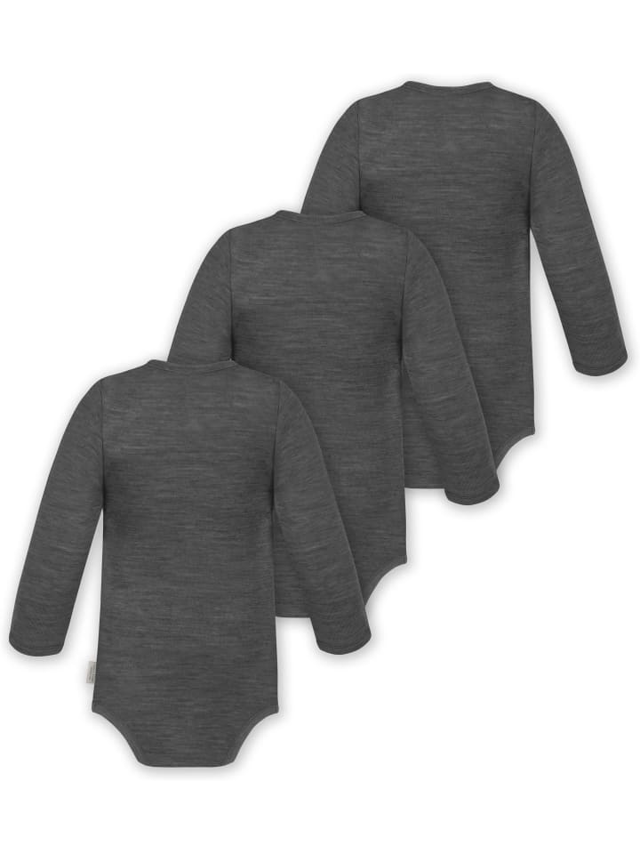 Normani Outdoor Sports Комплект из 3 детских боди из мериносовой шерсти с длинными рукавами, цвет антрацит, Окленд — фото 2