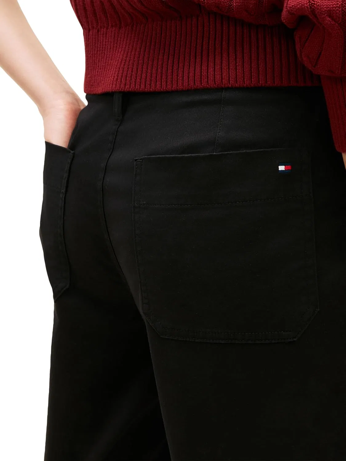 Прямые брюки-чинос Tommy Hilfiger из твила с эффектом стрейч, средняя посадка, длина до щиколотки, черный — фото 2