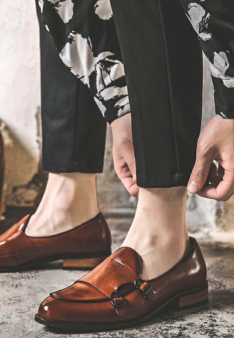 Туфли-лоферы, двойная пряжка, искусственная кожа, MC22023 Twenty Eight Shoes, коричневый — фото 2