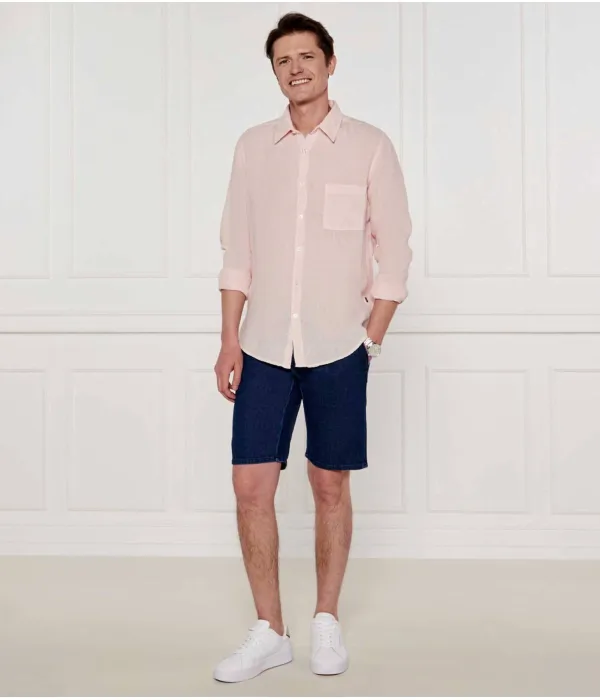 Элегантная льняная рубашка_6 Regular fit Boss Orange, розовый — фото 2