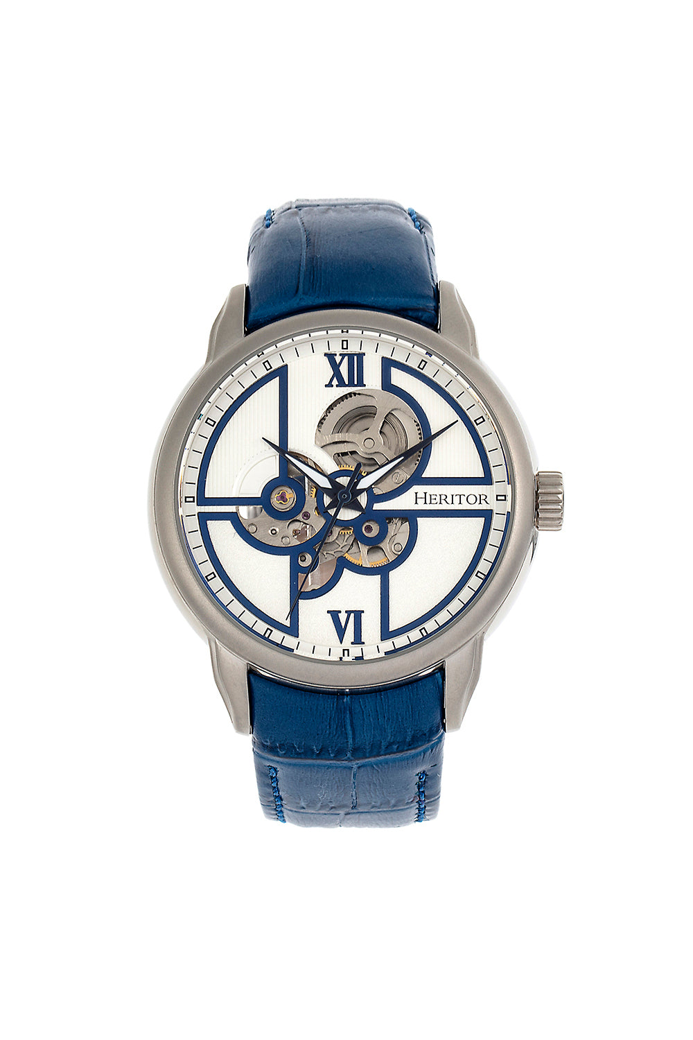 

Часы Sanford Semi-Skeleton с кожаным ремешком Heritor Automatic, синий