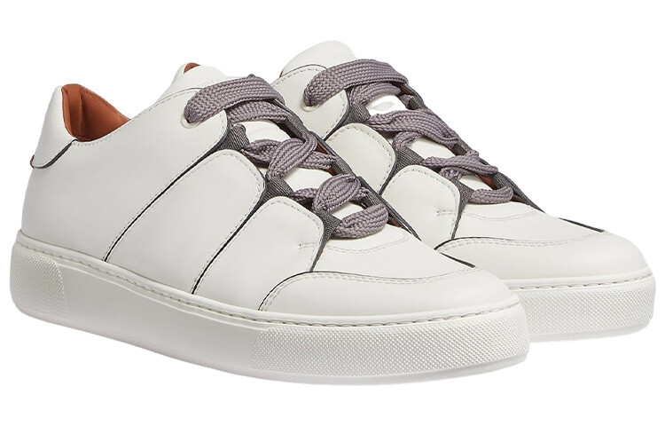 Кроссовки Tiziano Leather Low Top Lace Up мужские белые Zegna — фото 2