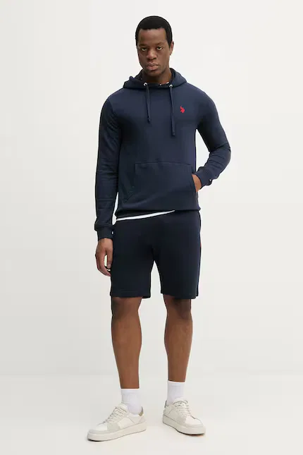 Худи мужское с капюшоном DHM LB U.S. Polo Assn., синий — фото 2