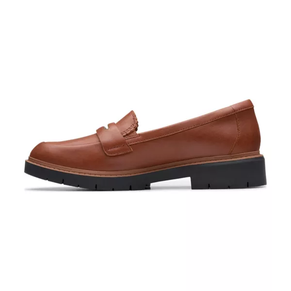 Вестлинн светящиеся женские кожаные лоферы на массивной подошве Clarks, цвет tan leather — фото 3