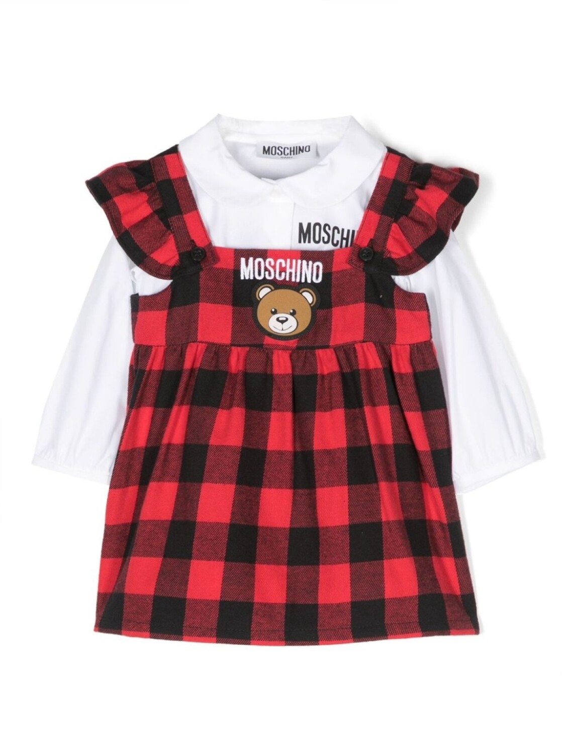 

Moschino Kids шорты Teddy Bear в клетку, красный