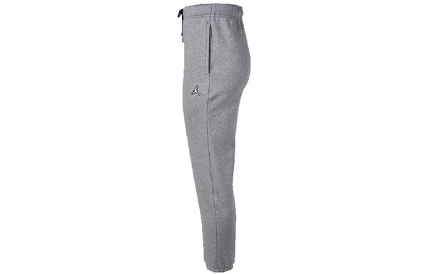 Брюки Air Jordan Logo Embroidered Knit Fleece Lined Bundle Feet Sports Pants 'Grey', серый — фото 3
