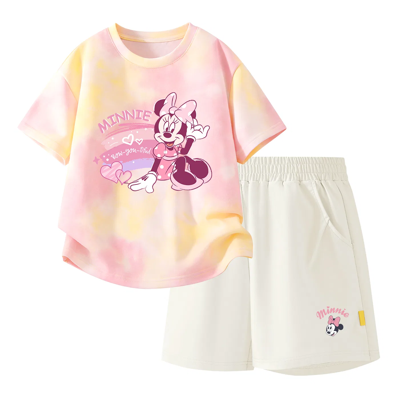 Детский спортивный костюм Casual Sportswear 2 Piece Set Disney, Di Rainbow Heart Yellow Pink+Di Upward K_Bottom Right Mist White