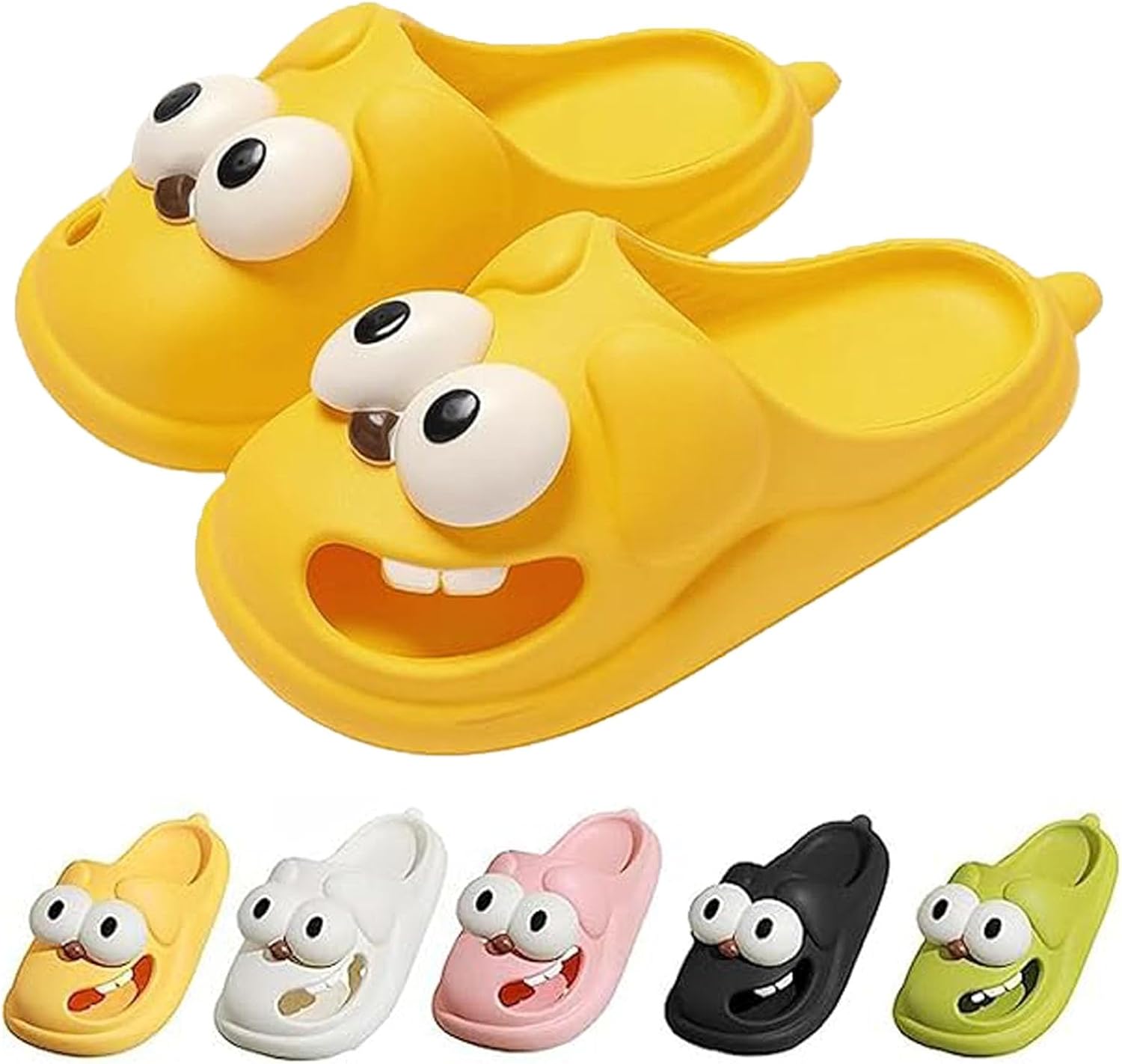 

Тапочки Hohny Tongue Kiss, милые забавные 3D-тапочки с большими глазами в виде собачки, забавная мультяшная упаковка, тапочки Eva Head, желтый
