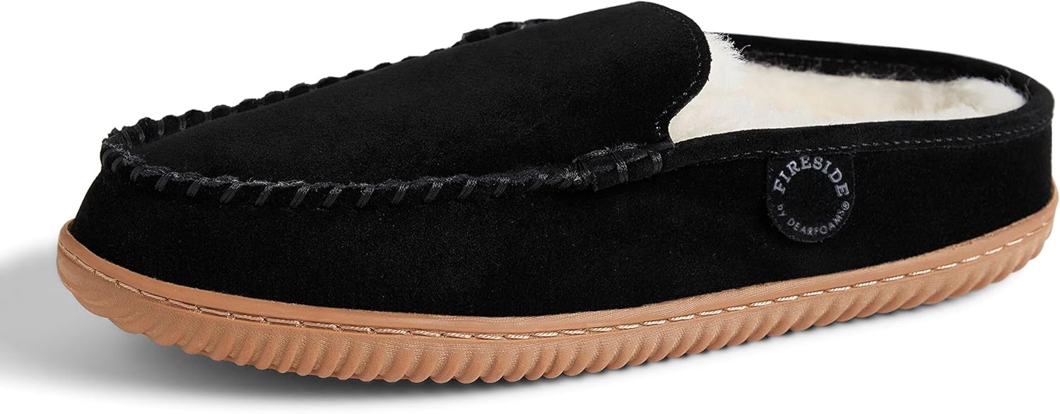 

Домашние тапочки Fireside от Dearfoams для мужчин Gold Coast с меховой отделкой для использования в помещении и на улице Fireside By Dearfoams, черный