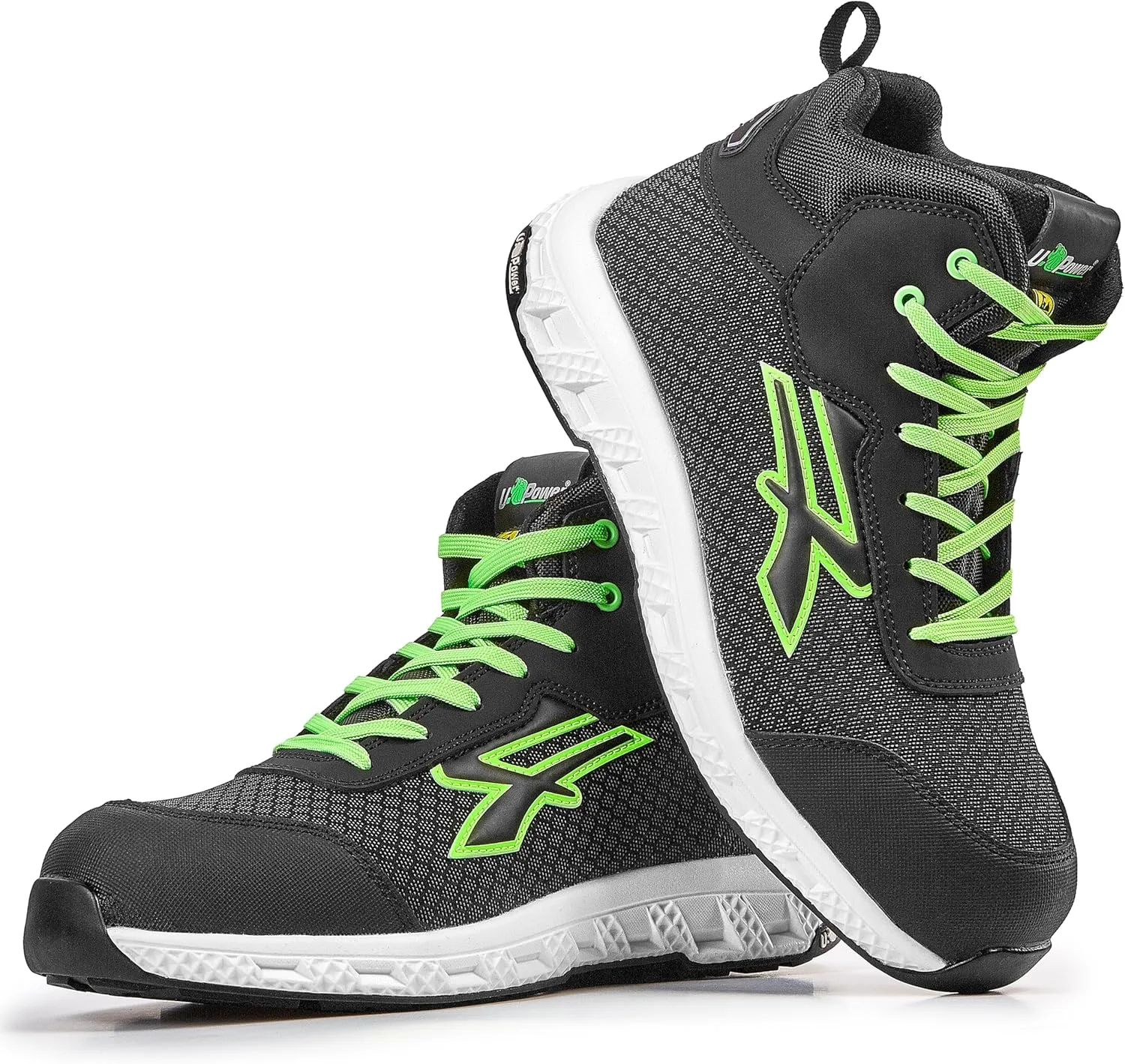 Мужские противопожарные кроссовки U Power Scarpe Antinfortunistiche Da Lavoro, черный/зеленый — фото 4