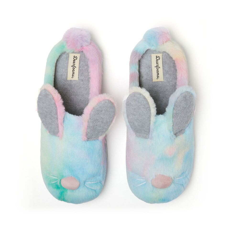 Тапочки-сабо с изображением кролика для взрослых Dearfoams, цвет Multi Tie Dye