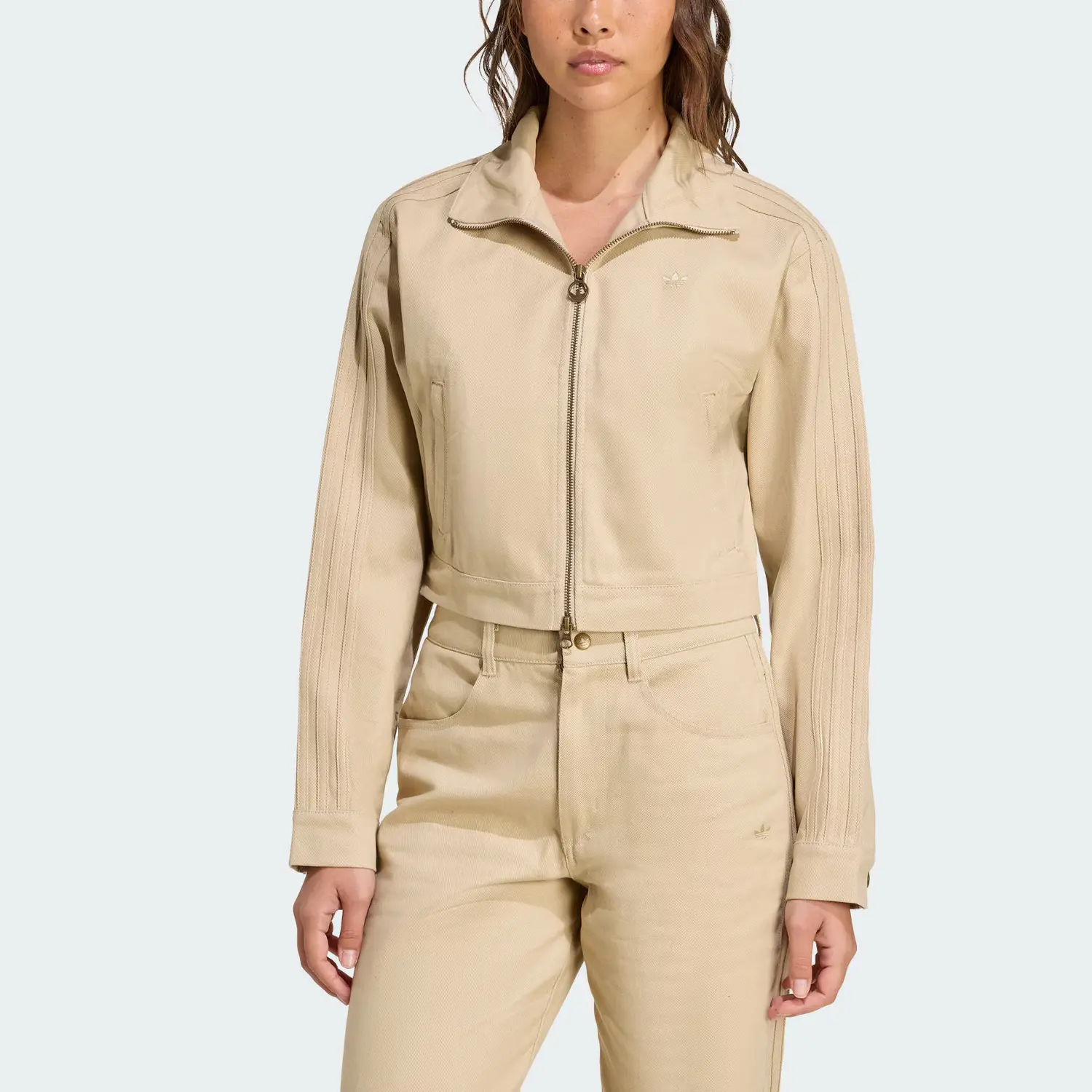 Adidas Originals Короткая куртка Firebird SS25 TWILL CROP TRACK TOP женская, Gray Stone Khaki Brown — фото 3