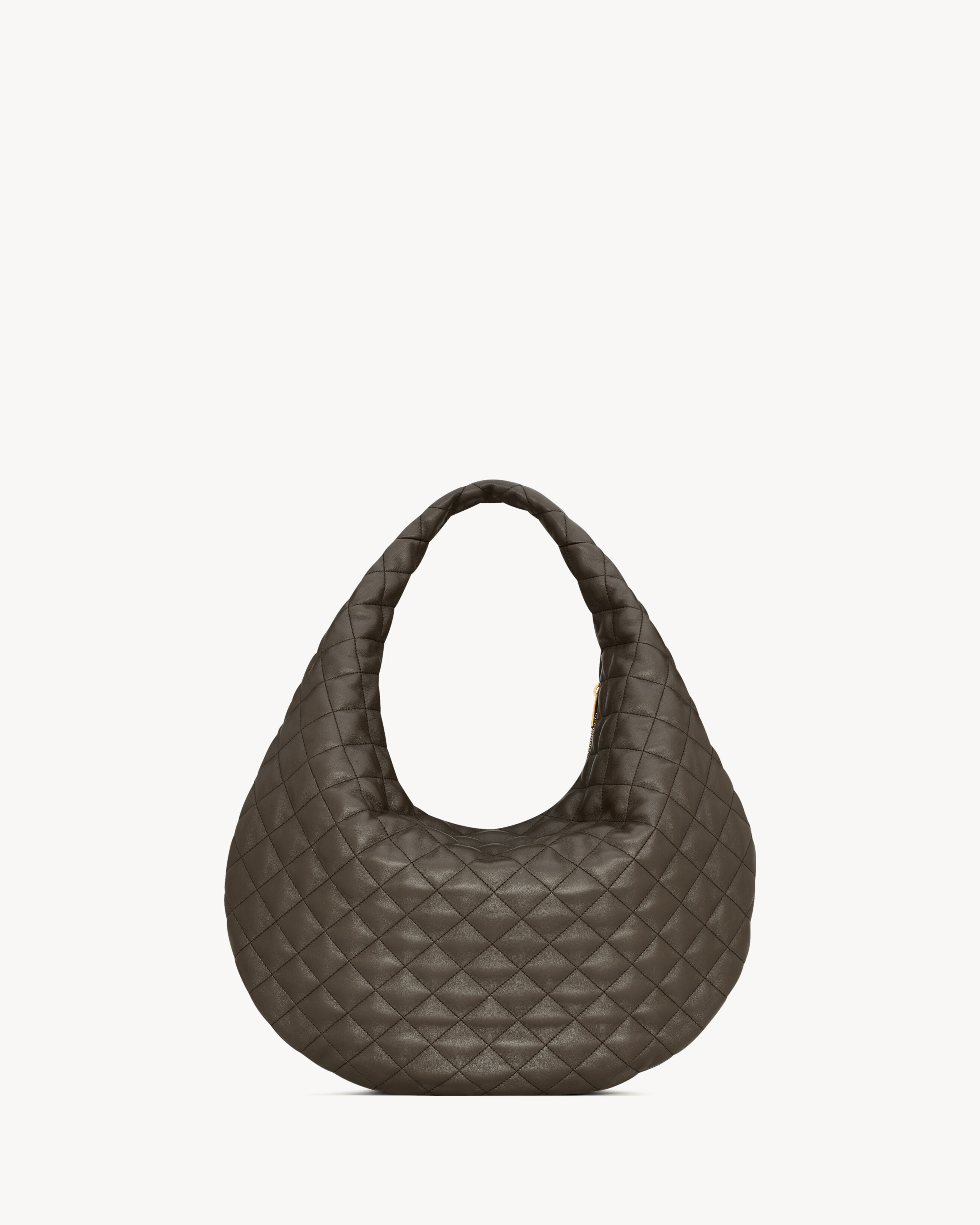 Сумка-хобо ICARE из стеганой кожи наппа Saint Laurent, серый/серебряный — фото 2