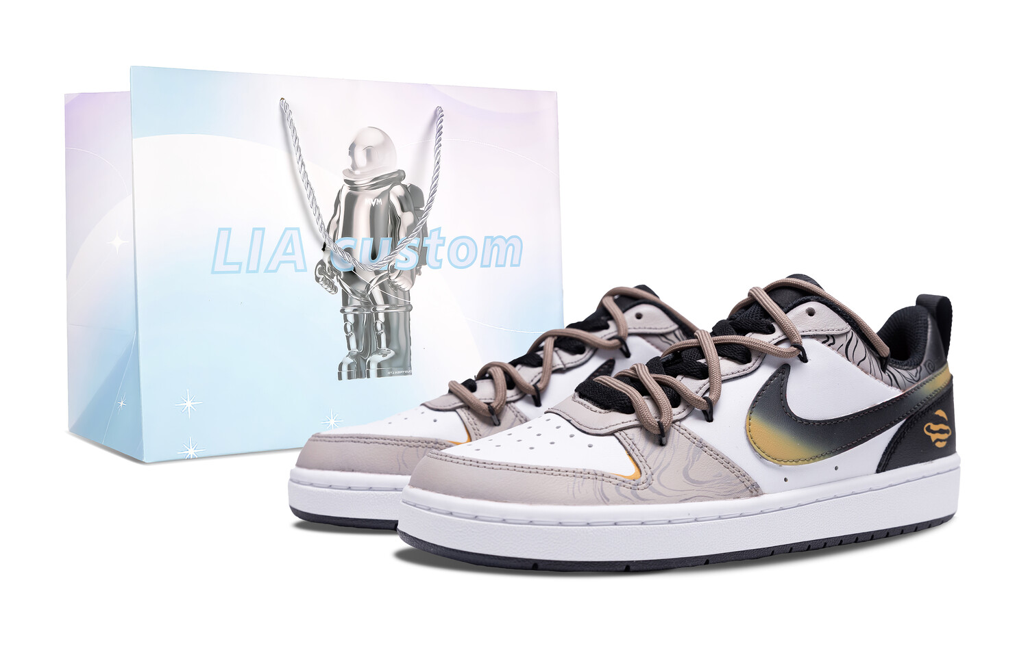 

Кроссовки Nike Court Borough Skateboarding Shoes Women's Low-top Gold, коричневый