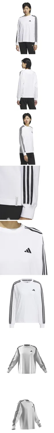 Женская футболка с длинным рукавом Essential+ 3s, белая, от Adidas — фото 4