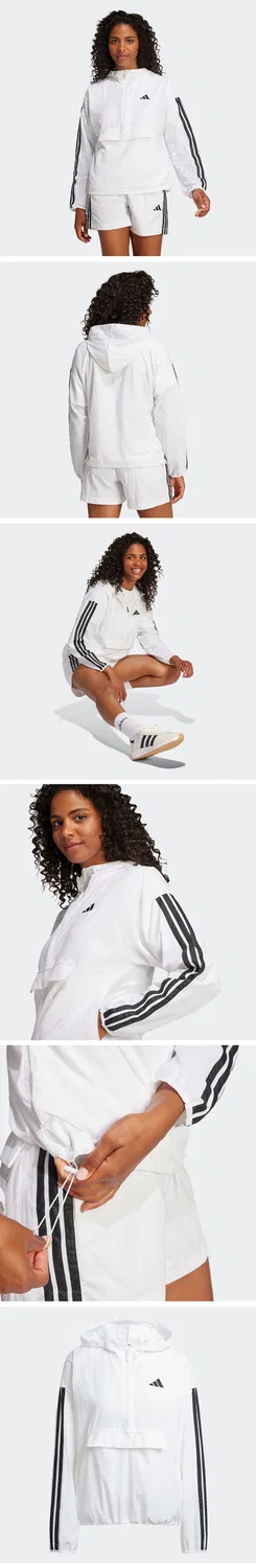 Женский тканый ветрозащитный анорак Adidas Essential 3S Lifestyle, белый — фото 4