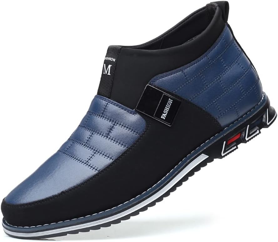 

Мужские повседневные бизнес-кеды лоферы на высокой подошве, удобные для ходьбы, для работы в офисе, кожаные без шнурков, модные лоферы Veslexth, синий