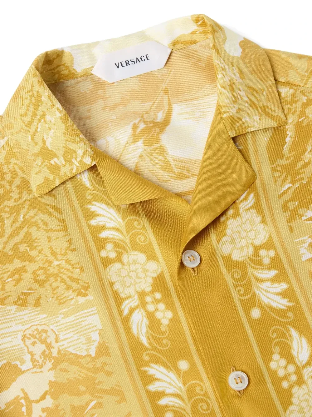 Рубашка из шелкового твила с принтом VERSACE, желтый — фото 3