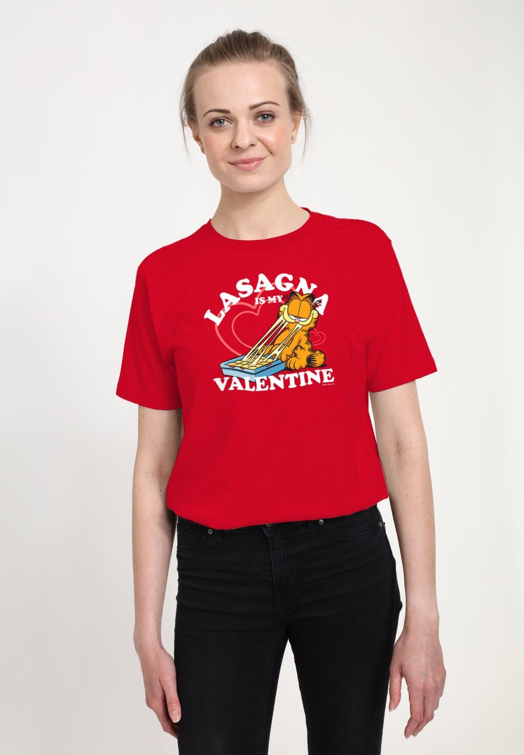 

Футболка с принтом VALENTINES DAY GARFIELD LASAGNA IS MY Henry Tiger, красный