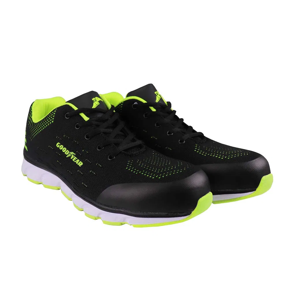 Рабочие кроссовки Goodyear S1P SRA, черные/зеленые, размер 39 EU, унисекс, для мужчин, женщин и мужчин. Унисекс, с композитной защитной подошвой, защитным носком и промежуточной подошвой — фото 4
