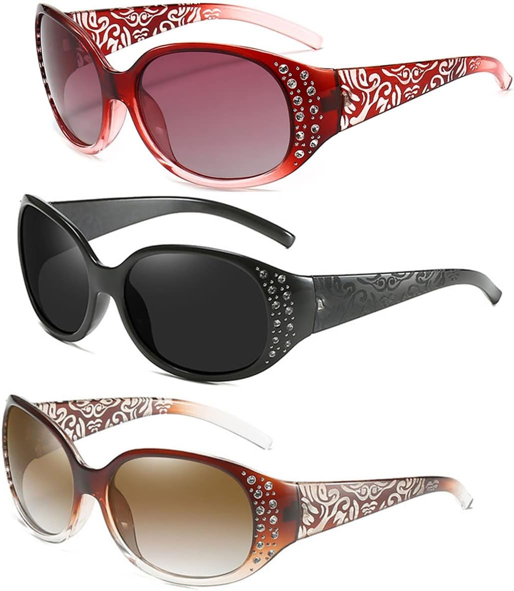 

Поляризованные солнцезащитные очки для женщин, элегантные солнцезащитные очки с стразами, женские солнцезащитные очки для путешествий, очки для вождения Generic, Claret Black and Tea