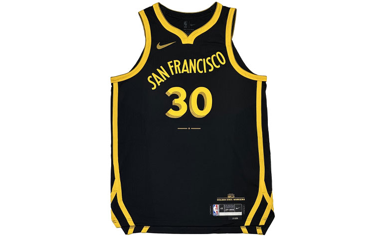 Мужская баскетбольная майка Stephen Curry Golden State Warriors 2023/24 City Edition Dri FIT Adv NBA Authentic Nike, черный-желтый — фото 3