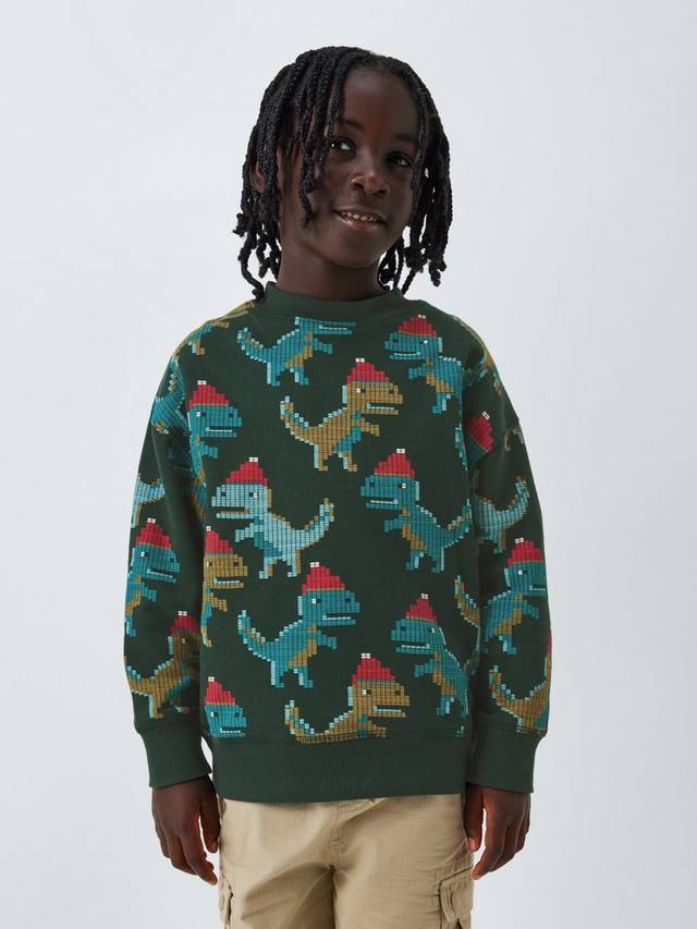 

Детский рождественский свитер с динозаврами John Lewis, Navy Dinos