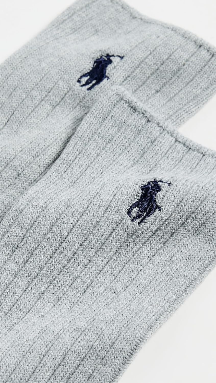 POLO RALPH LAUREN мужские хлопковые ребристые носки, Light Heather Grey — фото 3