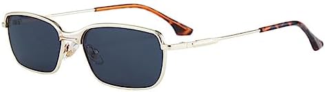 

Солнцезащитные очки в стиле ретро прямоугольной формы с металлическим каркасом для женщин, прозрачные линзы с градиентом, защита от ультрафиолета UV400 для мужчин MTZJH, Golden Grey