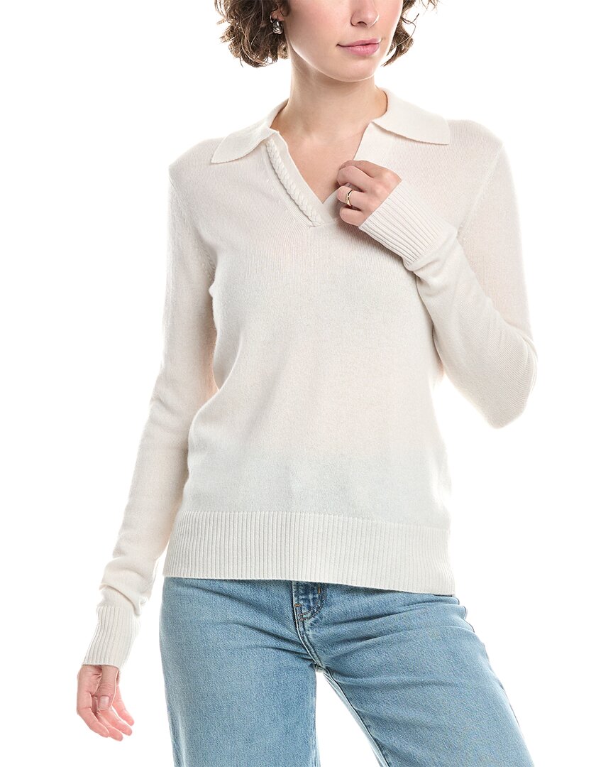 

Кашемировый свитер-поло с плетеной отделкой InCashmere, белый