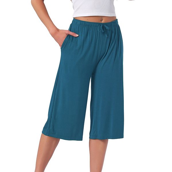 

Женские пижамные шорты с высокой талией, мягкие и удобные, длиной до колена, с карманами Inspire Chic, Lake Blue