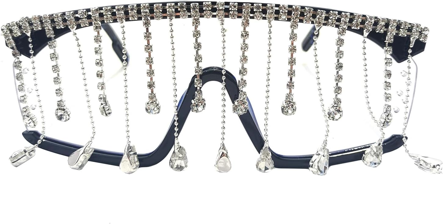 

Солнцезащитные очки Helena Flat Top Diamond для женщин, блестящие хрустальные солнцезащитные очки с кисточкой, женские солнцезащитные очки с жемчугом и стразами для вечеринок, Clear