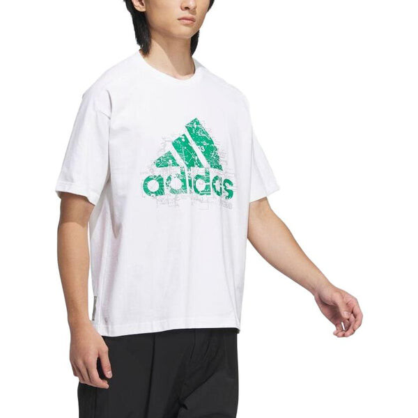 Футболка city escape свободный крой значок спорта графический короткий рукав футболка Adidas, белый — фото 4