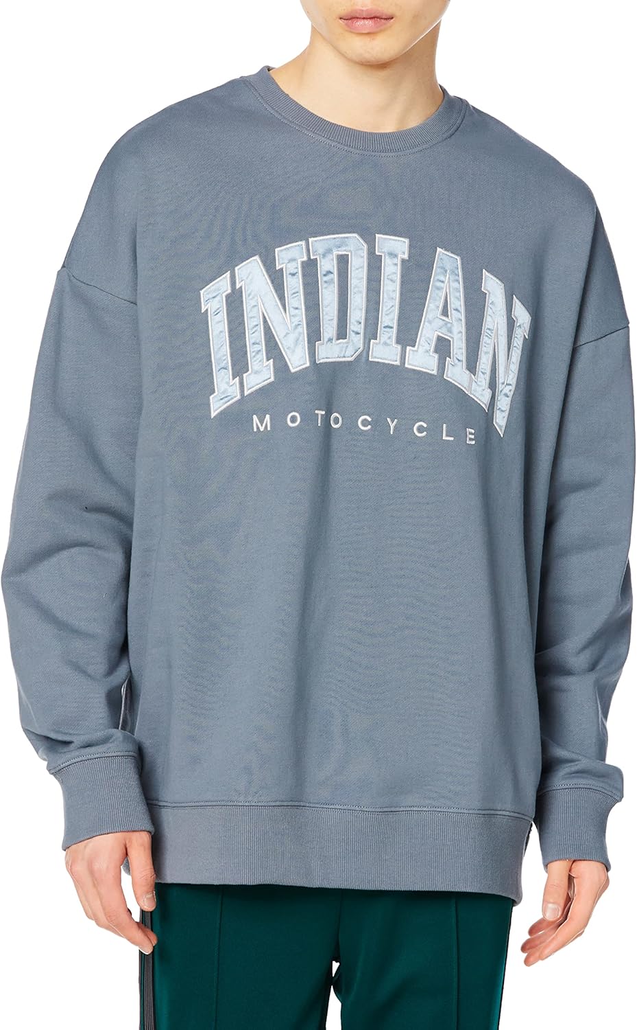 

Большая толстовка из индийского атласа с вышивкой Indian, синий/серый