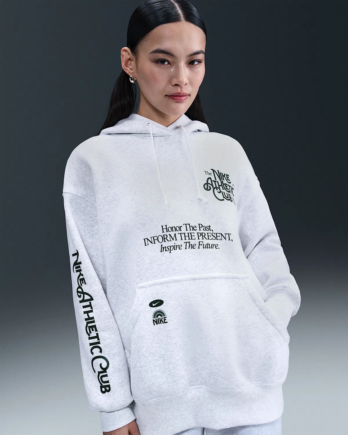 Женский оверсайз худи Nike Sportswear Phoenix Fleece, Birch Heather/Fir