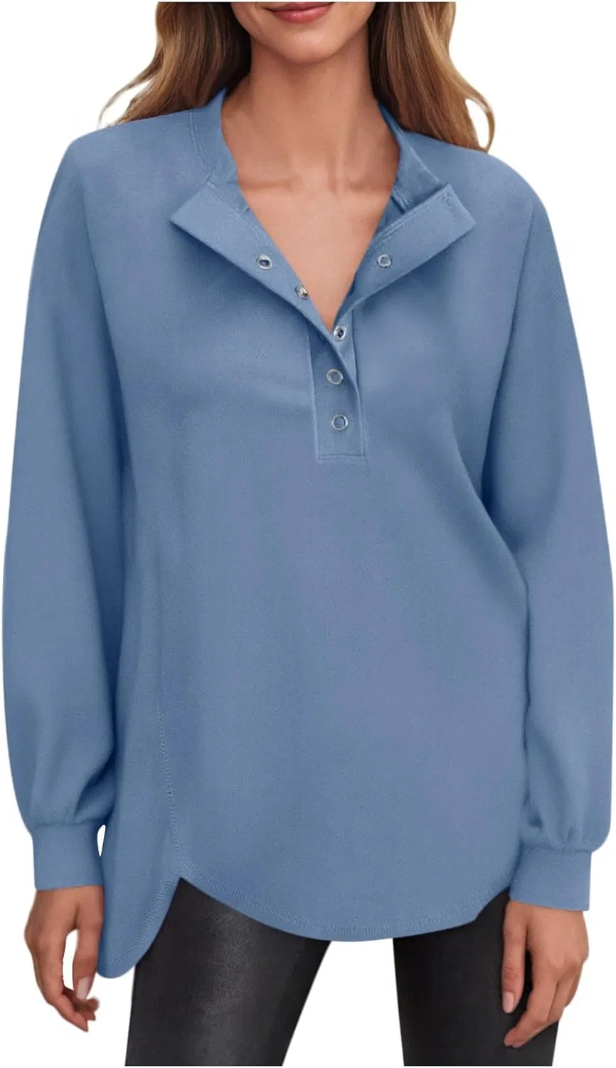 Женская худи-свитшот Snap Button Oversized, Blue