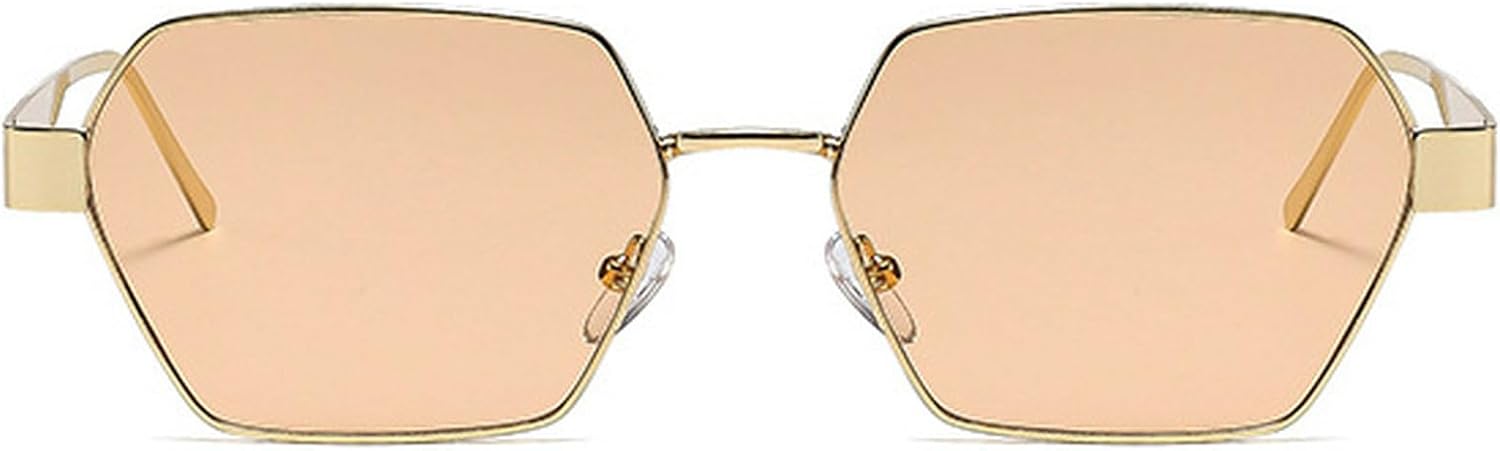 

Квадратные солнцезащитные очки для женщин, модные черные солнцезащитные очки цвета шампанского, мужские солнцезащитные очки в металлической оправе, трендовые очки неправильной формы mincl, Champagne