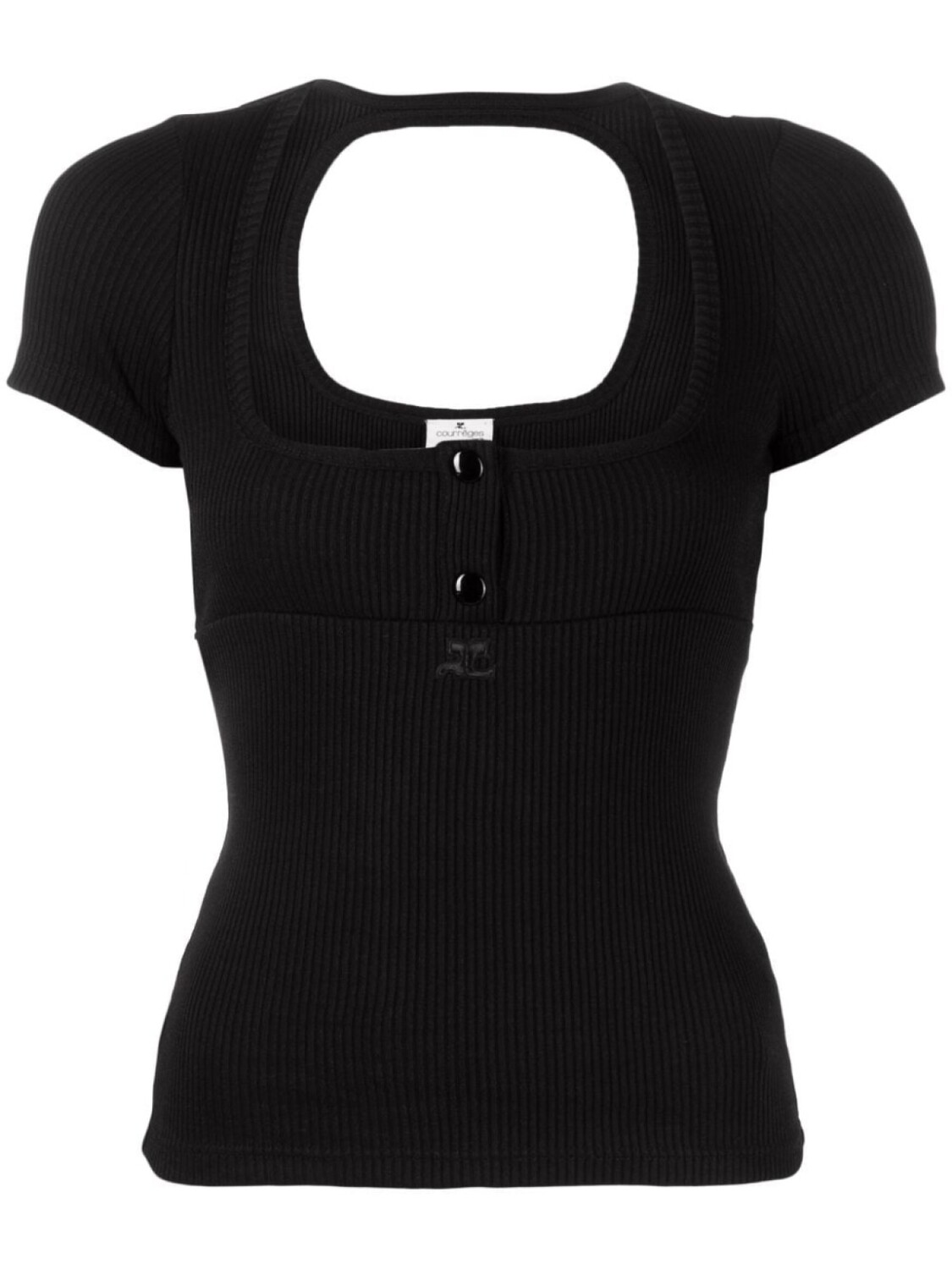 

Courrèges футболка с короткими рукавами и вырезом, черный