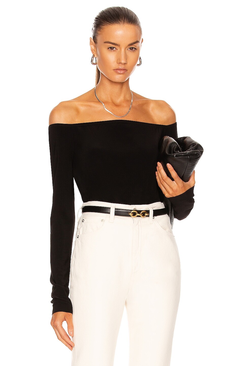 

Топ Norma Kamali Long Sleeve Off Shoulder, черный