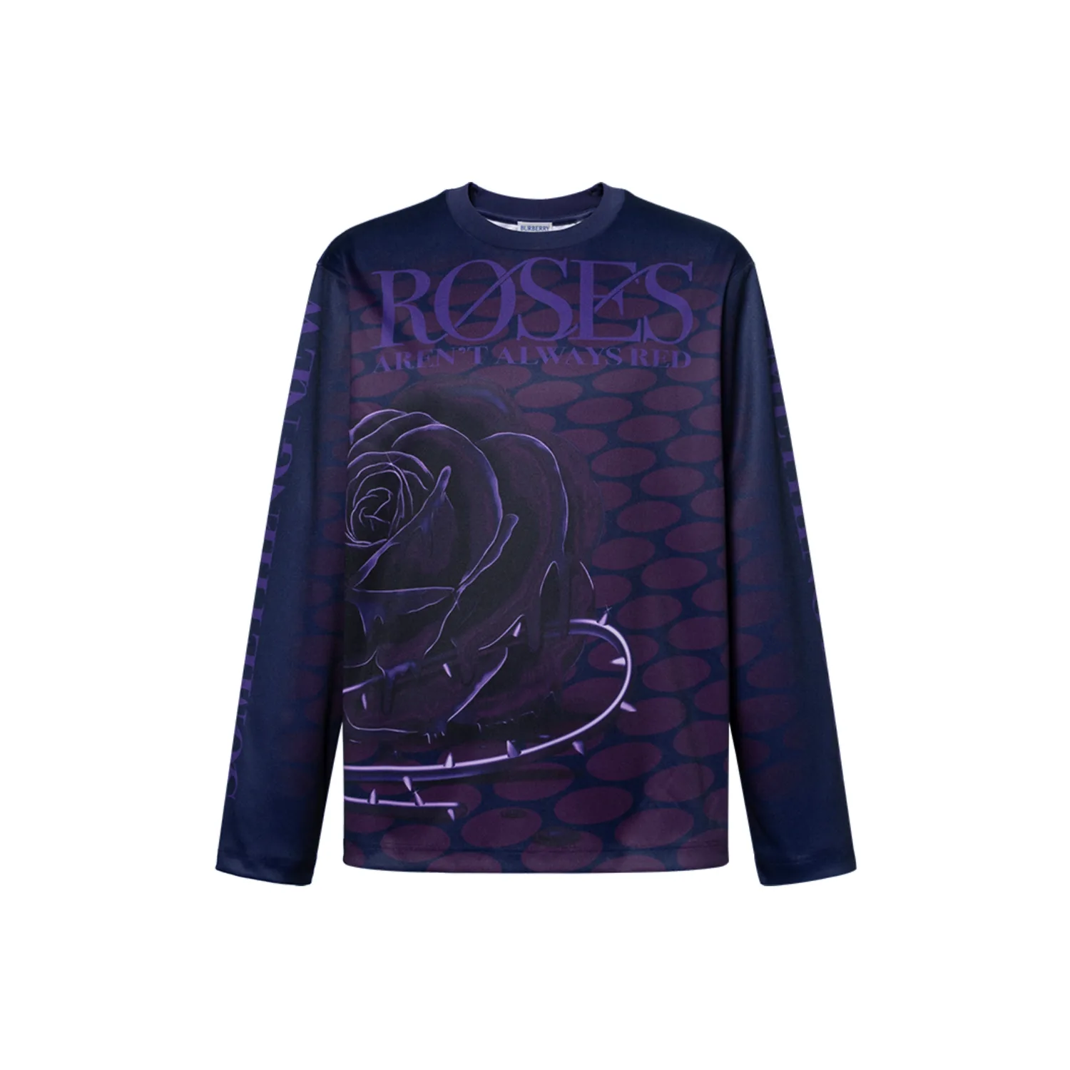 Джемпер Burberry с длинным рукавом, принт розы, Ribbon Purple