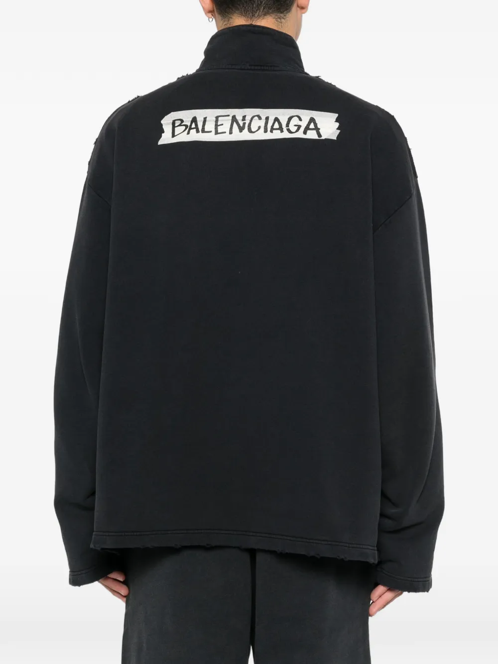 Свитшот на молнии с эффектом потертости BALENCIAGA, черный — фото 4
