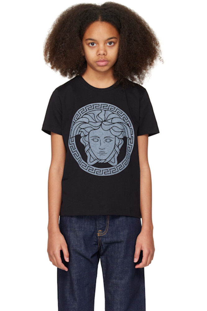 

Детская черная футболка с Медузой Versace
