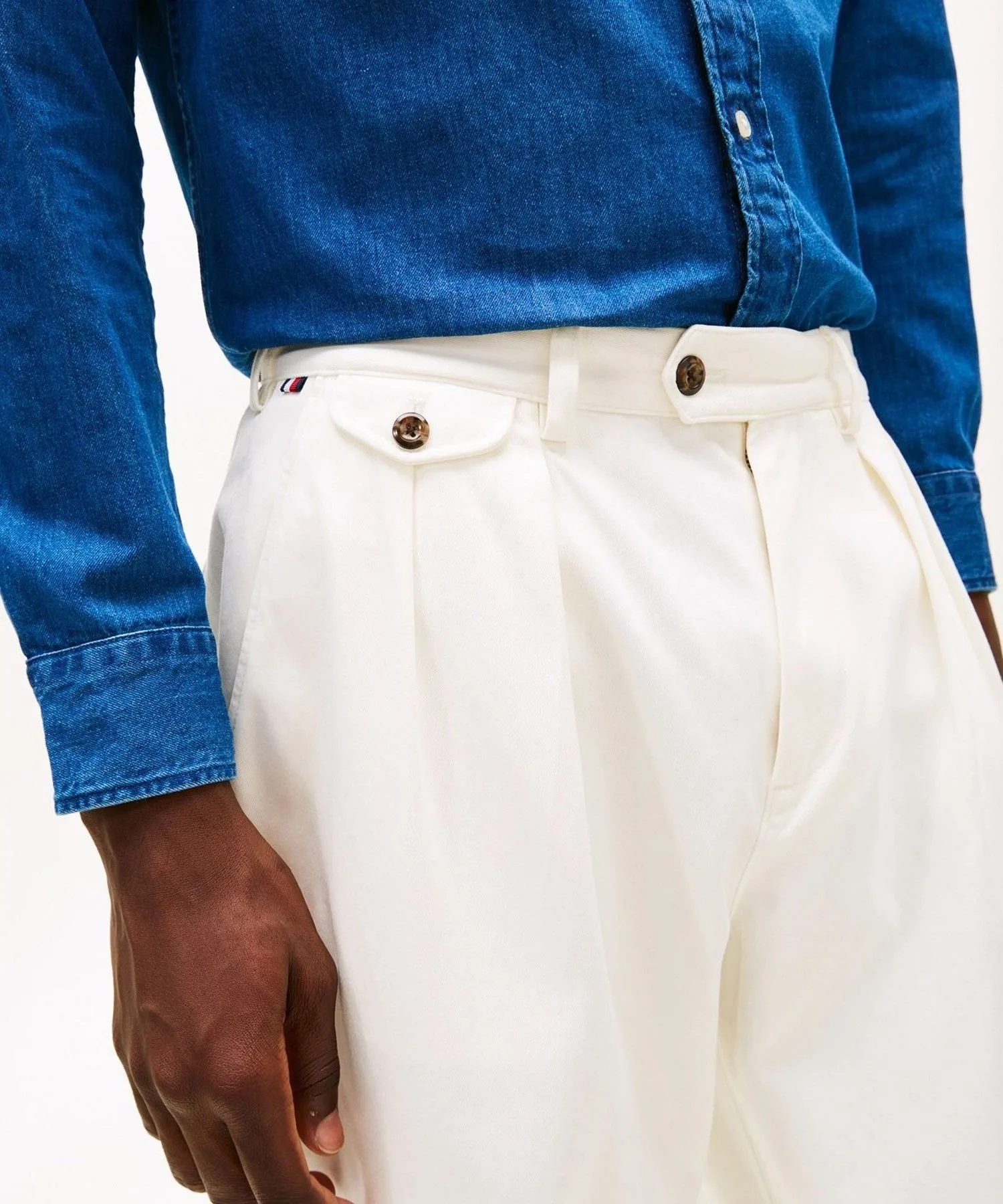 Классические плиссированные брюки из саржи Greenwich 2 TOMMY HILFIGER, White YA8 — фото 4