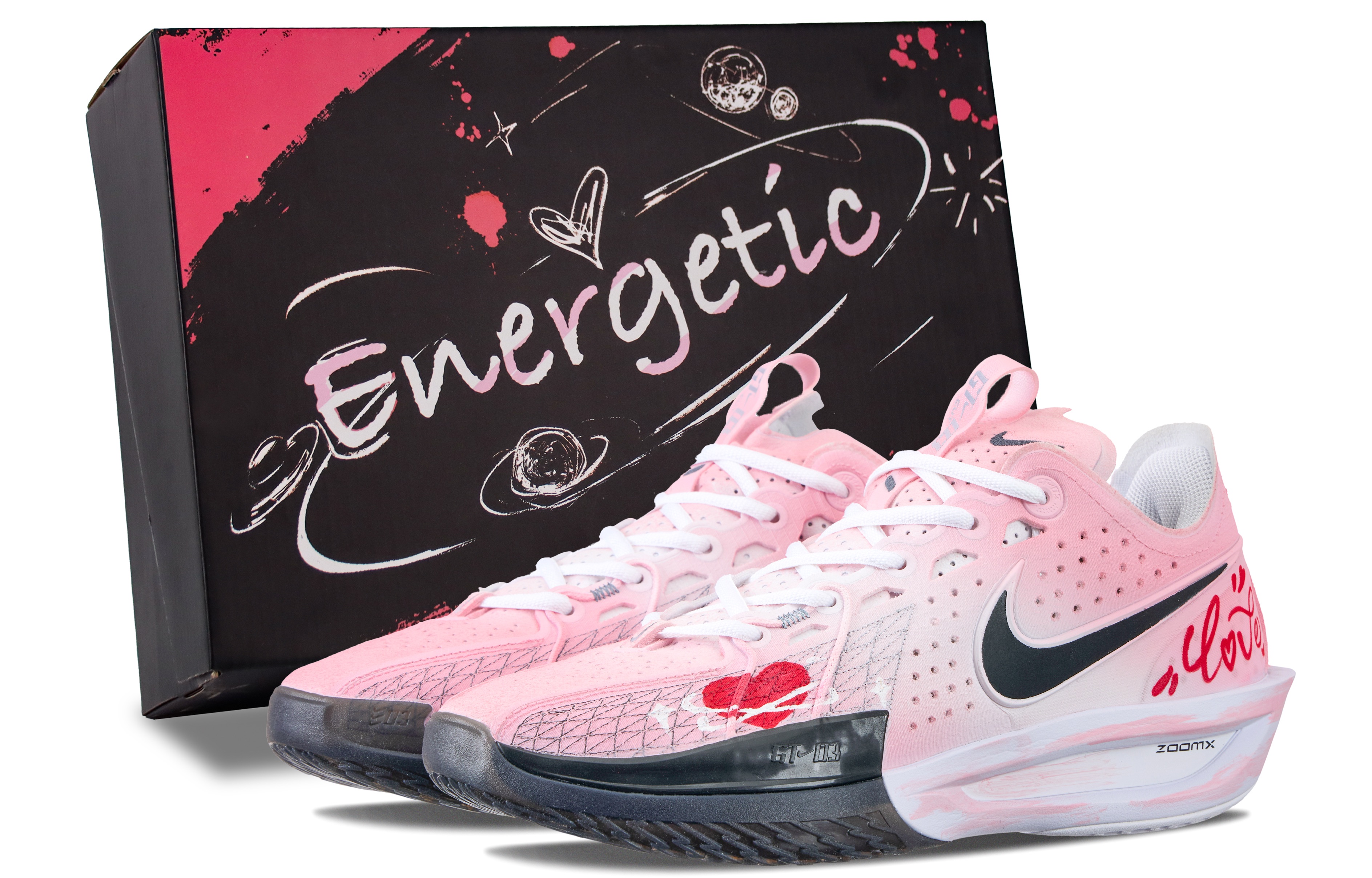 Nike Баскетбольные кроссовки Air Zoom GT Cut 3 унисекс с низким верхом розового/белого/черного цвета