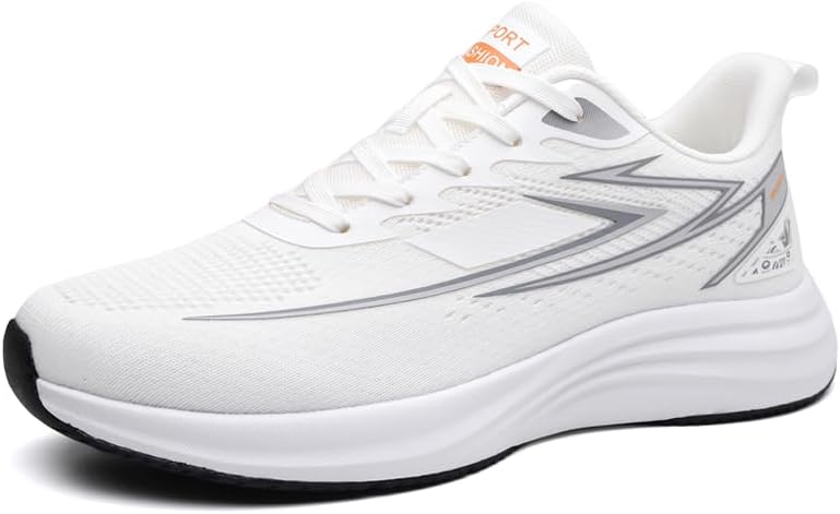 

Мужские кроссовки с сеткой, дышащие, повседневные, на шнуровке, с толстой подошвой и легким носком, подходят для ежедневной носки, прогулок и тенниса Igzbibg, белый