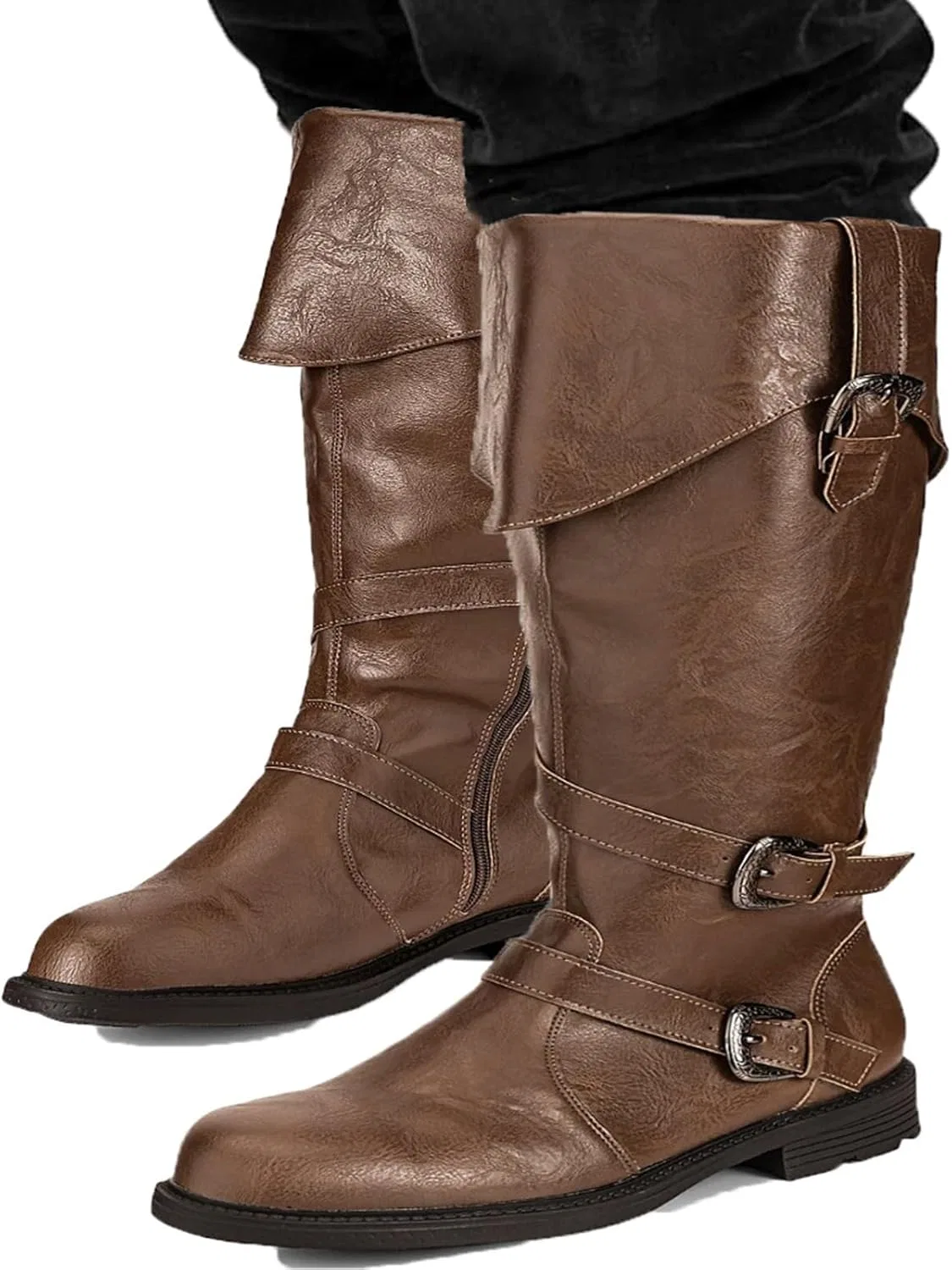 Ботинки ковбойские средней высоты без шнурков Bastwahl, коричневые — фото 3