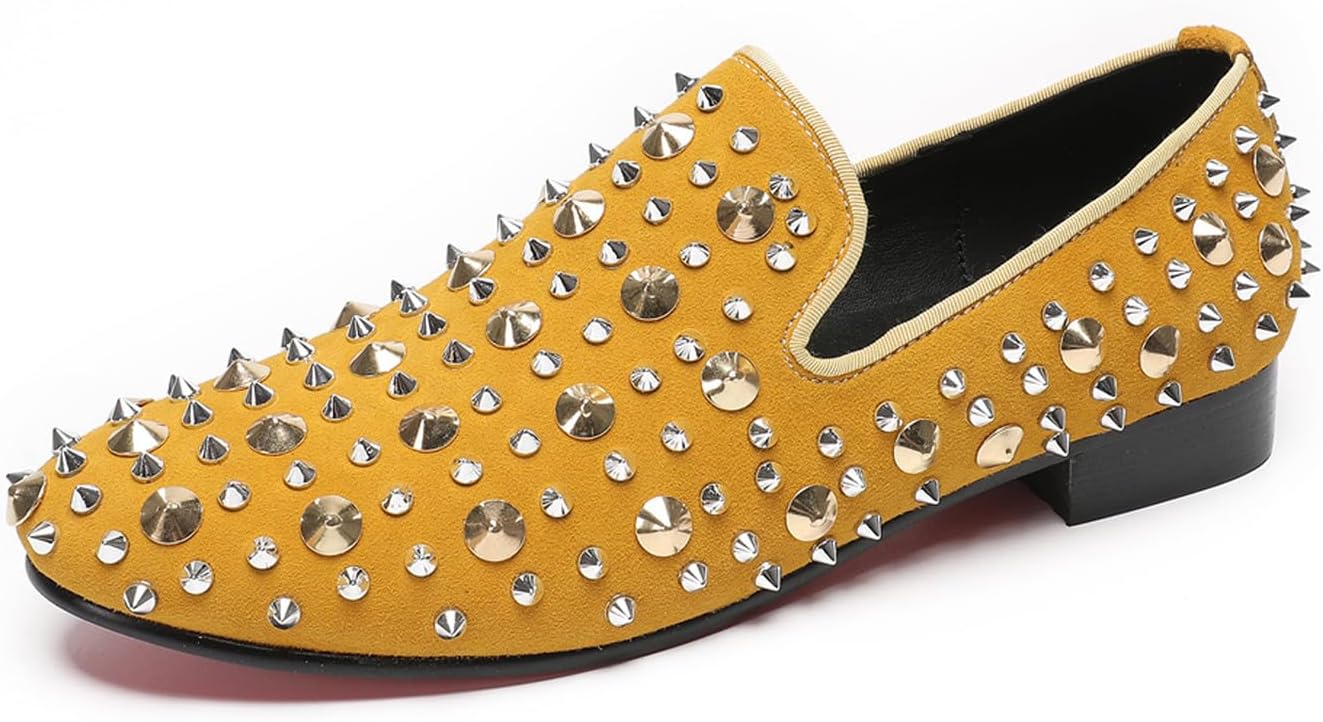 

Мужские замшевые лоферы Santiomo Rocker без застежки - повседневные мокасины, западные туфли для курящих, вечеринки, диско, бальный зал, бар Santimon, желтый